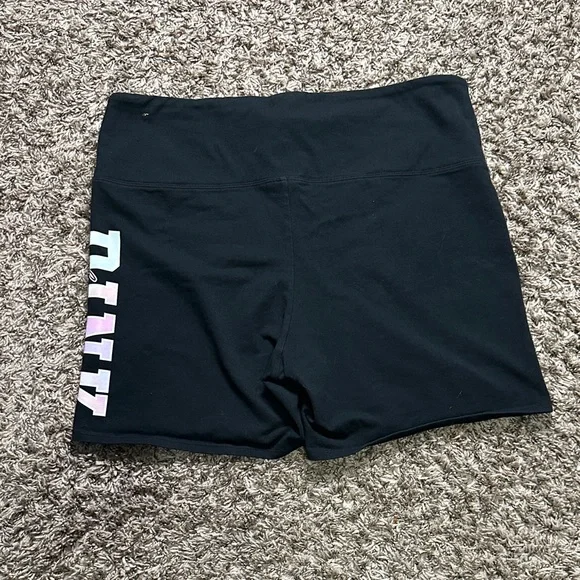 PINK Victoria's Secret Black Bike Shorts with Pink and White Logo - Picture 7 of 8